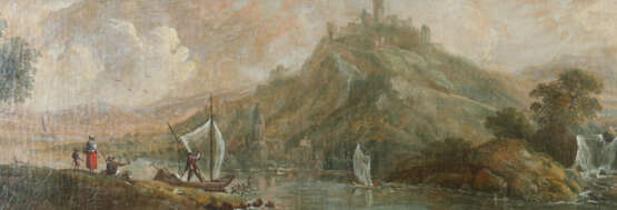 Ansichtenmaler des 18. Jahrhundert ''Flusslandschaft mit Burganlage'' - Foto 1
