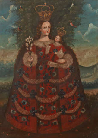 Sakralmaler des 18./19. Jahrhundert wohl Spanien. ''Maria mit Kind-Virgen de los Remedios'' - Foto 1