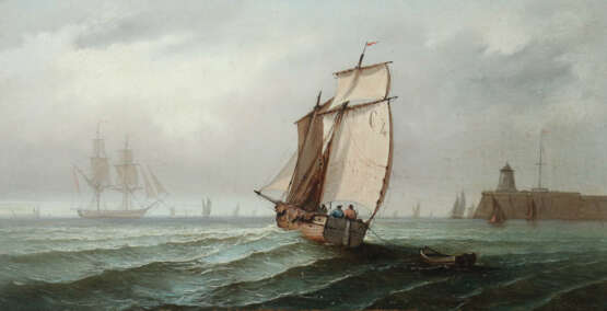 Maler des 19. Jahrhundert ''Segler vor Küste mit Festung'' - photo 1