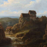 Landschaftsmaler des 19. Jahrhundert ''Felsenlandschaft mit einer Burg'' - photo 1