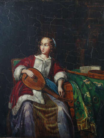Maler/Kopist des 19. Jahrhundert ''Dame mit einer Mandoline'' - photo 1