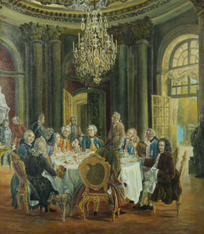 Maler/Kopist des 20. Jahrhundert ''Mittagstafel im Schloss von Sanssouci bei Potsdam'' - Foto 1