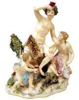 Meissen Figurines with Bacchus Cupid Satyr Nymph by E. A. Leuteritz ca 1870 Meissen Figurines with Bacchus Cupid Satyr Nymph by E. A. Leuteritz ca 1870