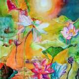 Painting “Lotuses at sunset”, Watercolor paper, Watercolor, Impressionist, Byelorussia, 2021 - photo 1