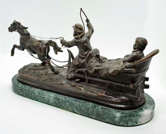 Figure group “Large Russian Bronze Sleigh Ride Group after Evgeny Alexandrovich Lansere”, Russia Bronze, Alexandrovich Lansere, Bronze, Russia, 1920 - photo 3