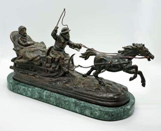 Figure group “Large Russian Bronze Sleigh Ride Group after Evgeny Alexandrovich Lansere”, Russia Bronze, Alexandrovich Lansere, Bronze, Russia, 1920 - photo 6