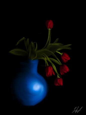Design Painting “Red Tulips”, Canvas, Acrylic paint, Russia, 2021 - photo 1