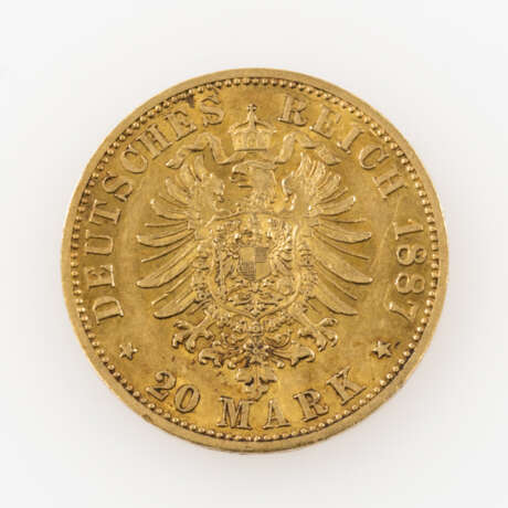 Sachsen-Altenburg / GOLD - 20 Mark 1887 A, Ernst, - фото 2