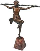 Bronze Art Deco Bacchanalian Lady Nude Dancing by Pierre Le Faguays, circa 1935 Bronze Art Deco Bacchanalian Lady Nude Dancing by Pierre Le Faguays, circa 1935