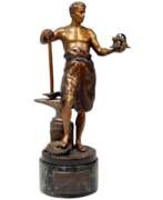 Gießerei Bergmann. Vienna Bergman Bronze Figurine Smith with Anvil and Gearwheel, circa 1922