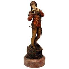 French Bronze Vintage Pied Piper of Hamelin by Eugène Barillot, circa 1890