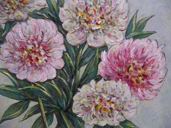 Painting “Peonies are pink and white.”, Canvas on the subframe, Oil paint, Contemporary realism, Ukraine, 2017 - photo 2