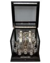 Silver Vienna Liqueur Set Decanters Glasses Sixteen Pieces Showcase Made 1905 Silver Vienna Liqueur Set Decanters Glasses Sixteen Pieces Showcase Made 1905