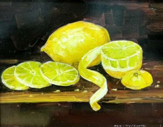 Painting “Lemons”, Fiberboard, Oil paint, Realist, Still life, Russia, 2021 - photo 1