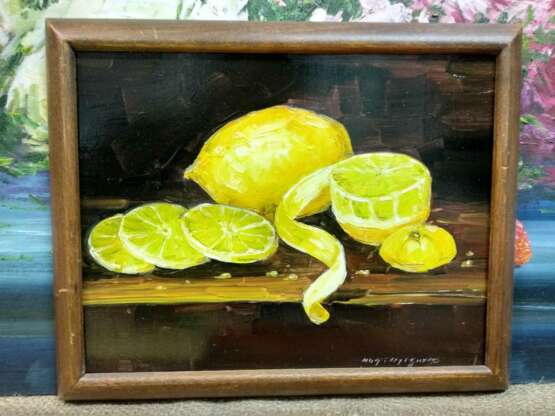 Painting “Lemons”, Fiberboard, Oil paint, Realist, Still life, Russia, 2021 - photo 2