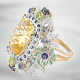Ring: extravaganter italienischer Designer-Ring mit Citrin, Saphiren und Brillanten, insgesamt ca. 11,21ct, 14K Roségold, neuwertig und ungetragen - фото 1