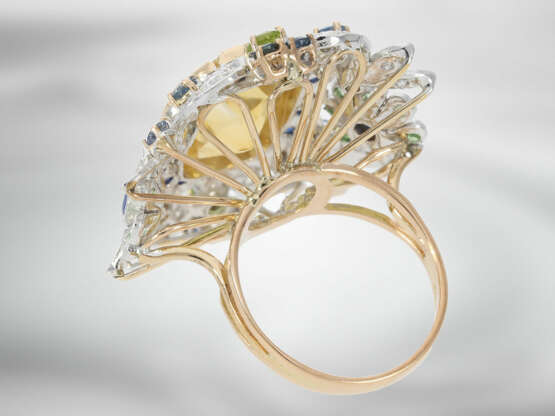 Ring: extravaganter italienischer Designer-Ring mit Citrin, Saphiren und Brillanten, insgesamt ca. 11,21ct, 14K Roségold, neuwertig und ungetragen - Foto 5