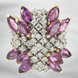 Ring: extravaganter neuwertiger Diamantring mit pinkfarbenen Saphiren, insgesamt ca. 8,88ct, 14K Gold, handgefertigter Designer-Ring - Foto 2