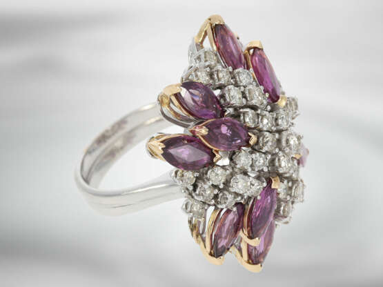 Ring: extravaganter neuwertiger Diamantring mit pinkfarbenen Saphiren, insgesamt ca. 8,88ct, 14K Gold, handgefertigter Designer-Ring - фото 3