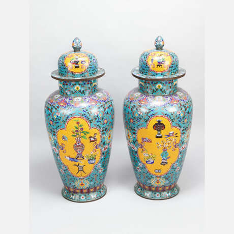 Pair of large imperial Chinese cloisonné vases - Foto 1