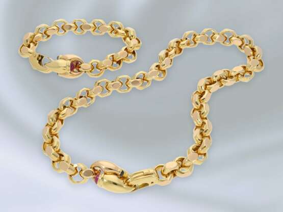 Kette/Collier/Armband: außergewöhnlich massive Designer-Kette mit passendem Armband, äußerst hochwertige Goldschmiedearbeit aus 18K Gold - Foto 1
