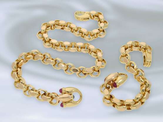 Kette/Collier/Armband: außergewöhnlich massive Designer-Kette mit passendem Armband, äußerst hochwertige Goldschmiedearbeit aus 18K Gold - Foto 3
