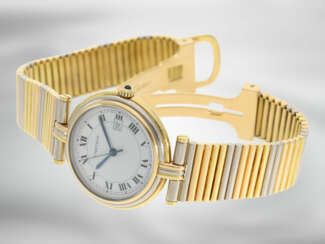 Armbanduhr: seltene vintage Cartier Vendome Trinity Damenuhr/Herrenuhr in 18K Gold mit Garantiekarte