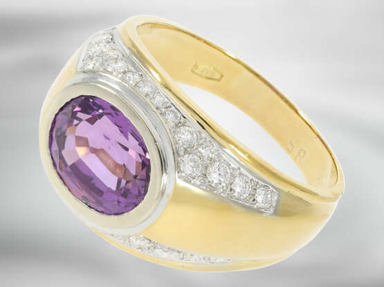 Ring: wertvoller Brillantring mit unbehandeltem violettem Saphir von ca. 4,1ct, Herkunft Ceylon, mit GRS Gemstone Report aus der Schweiz - photo 1