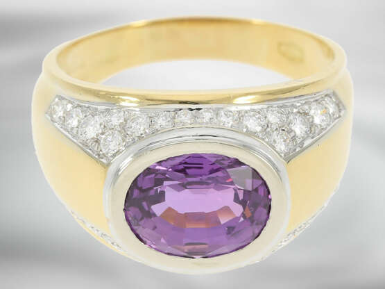 Ring: wertvoller Brillantring mit unbehandeltem violettem Saphir von ca. 4,1ct, Herkunft Ceylon, mit GRS Gemstone Report aus der Schweiz - photo 2