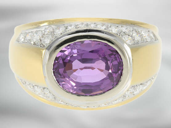 Ring: wertvoller Brillantring mit unbehandeltem violettem Saphir von ca. 4,1ct, Herkunft Ceylon, mit GRS Gemstone Report aus der Schweiz - Foto 3