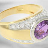 Ring: wertvoller Brillantring mit unbehandeltem violettem Saphir von ca. 4,1ct, Herkunft Ceylon, mit GRS Gemstone Report aus der Schweiz - Foto 4
