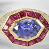 Ring: hochwertiger Rubin/Brillantring mit einem natürlichem "Color-Changing" Saphir von ca. 3,4ct, unbehandelt, mit GRS Gemstone Report aus der Schweiz - Foto 3