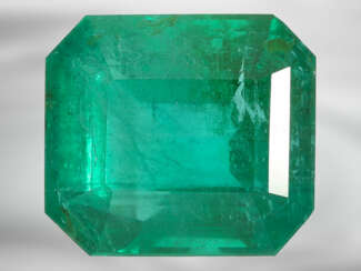 Smaragd: natürlicher, sehr wertvoller Smaragd im Emerald-Cut, 16,87ct, mit GRS Gemstone Report aus der Schweiz