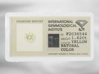 Brillant: eingeschweißter Fancy Brillant von 1,62ct, Yellow, Natural Color, inklusive IGI Report aus Antwerpen