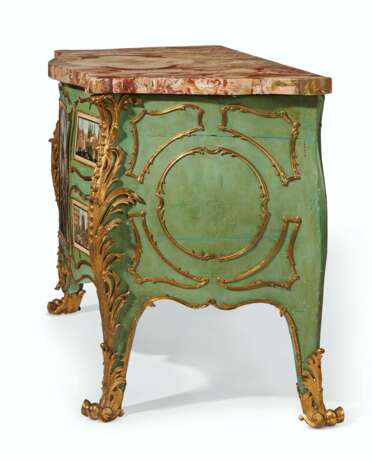 Castrucci, Cosimo (active. Langlois, Pierre. AN EARLY GEORGE III ORMOLU-MOUNTED PIETRA DURA AND CELADON GREEN-PAINTED COMMODE - фото 3