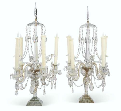 A PAIR OF GEORGE III CUT-GLASS FOUR-LIGHT CANDELABRA - photo 1