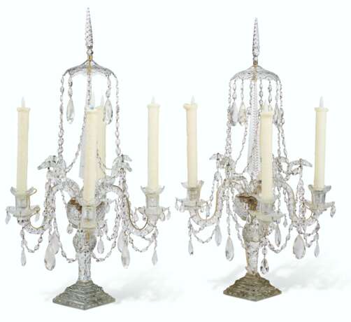 A PAIR OF GEORGE III CUT-GLASS FOUR-LIGHT CANDELABRA - photo 2