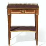 A LOUIS XVI ORMOLU-MOUNTED TULIPWOOD, EBONY AND AMARANTH PARQUETRY OCCASIONAL TABLE - фото 1