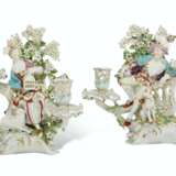 A PAIR OF CHELSEA-DERBY PORCELAIN FIGURAL TWO-LIGHT CANDELABRA - фото 1
