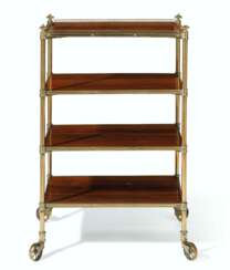 A LATE REGENCY BRASS AND ROSEWOOD FOUR-TIER ETAGERE
