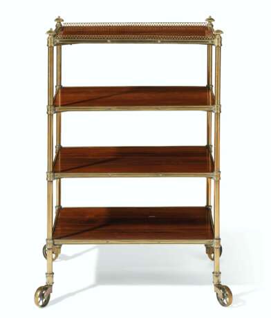 A LATE REGENCY BRASS AND ROSEWOOD FOUR-TIER ETAGERE - фото 1
