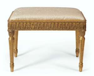 A LATE GEORGE III GILTWOOD AND GILT-COMPOSITION STOOL