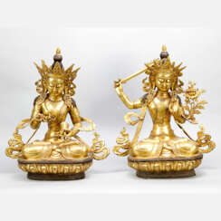 Pair of Asian Gods in sitting positions
