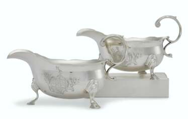 A PAIR OF GEORGE II SILVER SAUCE BOATS