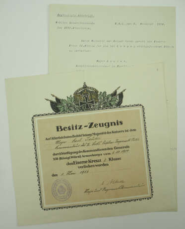 Generalmajor Karl Sauter - Preussen: Eisernes Kreuz, 1914, 2. Klasse Urkunde. - Foto 1
