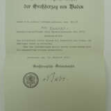 Generalmajor Karl Sauter - Baden: Großherzoglicher Orden vom Zähringer Löwen, Ritterkreuz 1. Klasse Urkunde. - фото 1