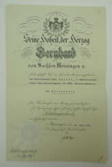 Генерал-майор Карл Заутер - Заксен-Майнинген: почетный знак за заслуги перед военным свидетельством.