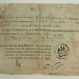 Preussen: Kriegsdenkmünze 1813-1814 Urkunde für einen Bataillons Tambour der 5./ 19. Lininen-Infanterie-Regiment. - photo 1