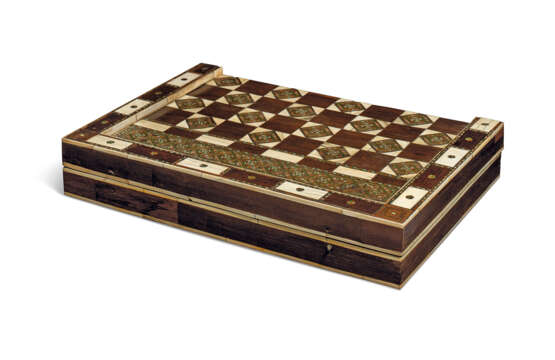 A LARGE CERTOSINA WOOD AND IVORY-INLAID GAMES BOARD - фото 1