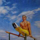 Design Painting “Athlete”, Cardboard, Oil paint, Socialist Realism, Ukraine - photo 1